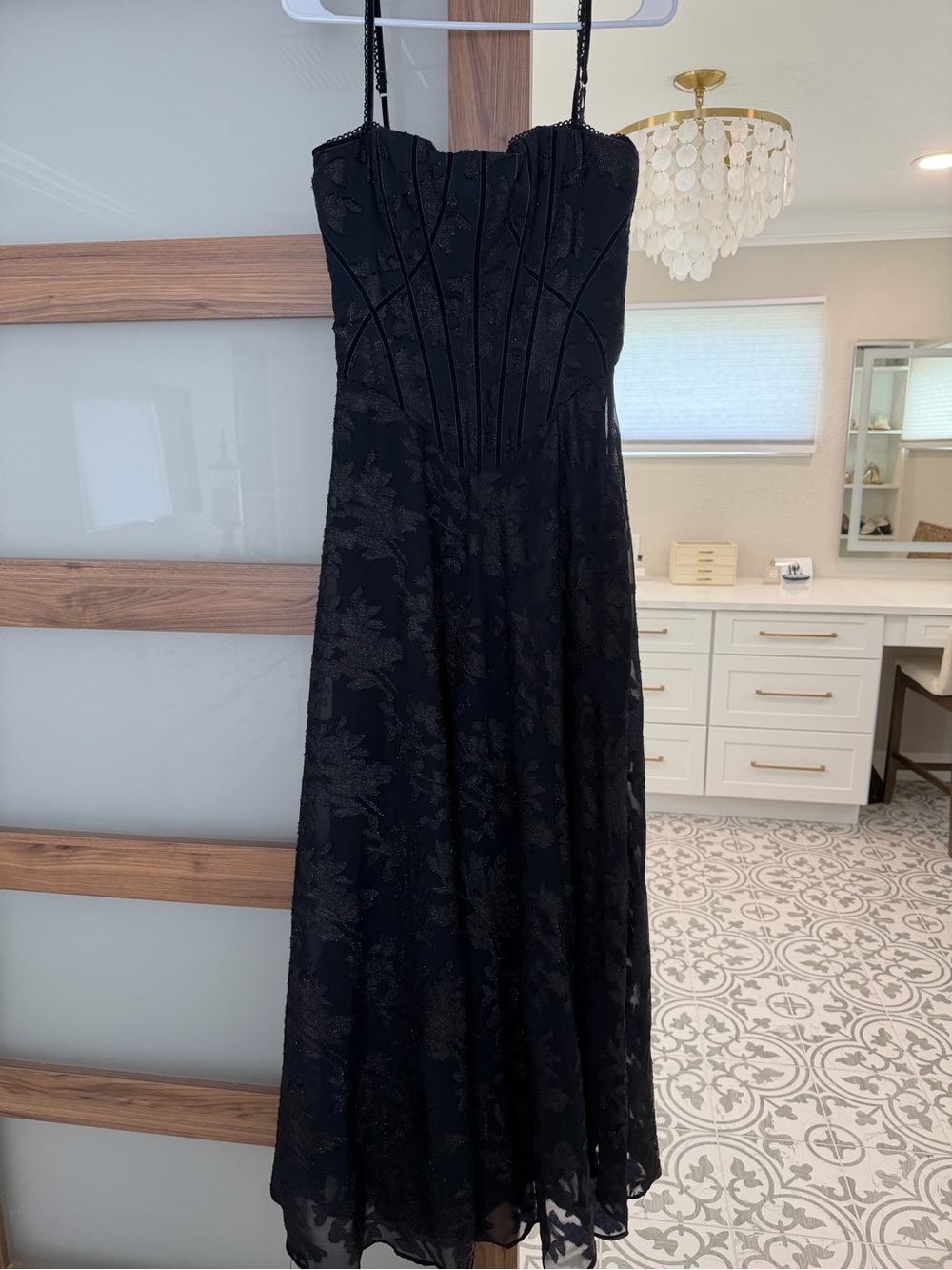 House of CB Navy Floral Jacquard Corset Maxi Dress - Picture 2 of 2